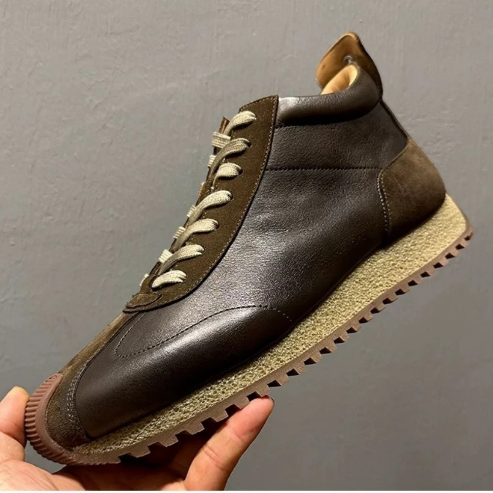 Men's High Top lightweight comfortable cowhide casual trendy men's shoes Men Casual Sneakers 2