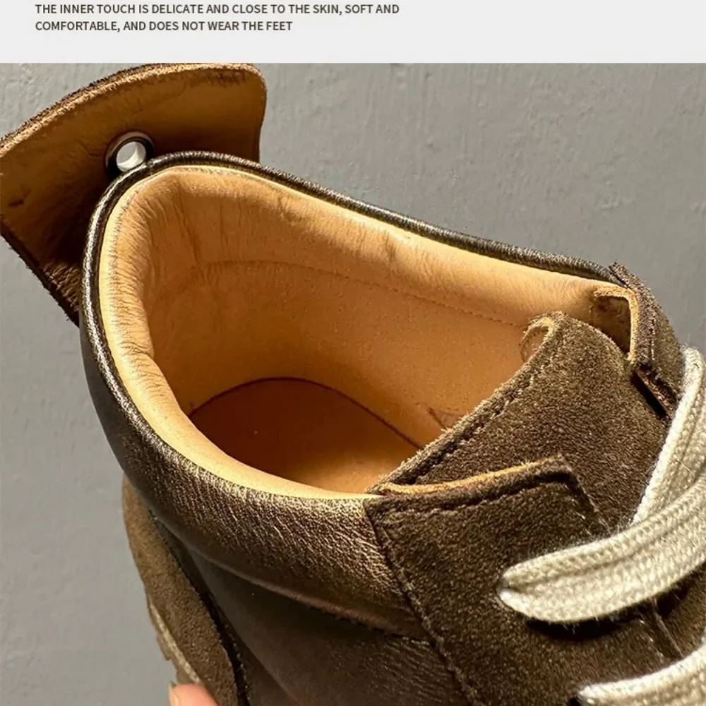 Men's High Top lightweight comfortable cowhide casual trendy men's shoes Men Casual Sneakers 6