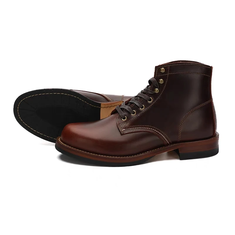 New Handmade Men Ankle Boots Autumn Winter Wings Vintage British Cow Leather High Quality Shoes Outdoor Tooling Motorcycle Boots 6