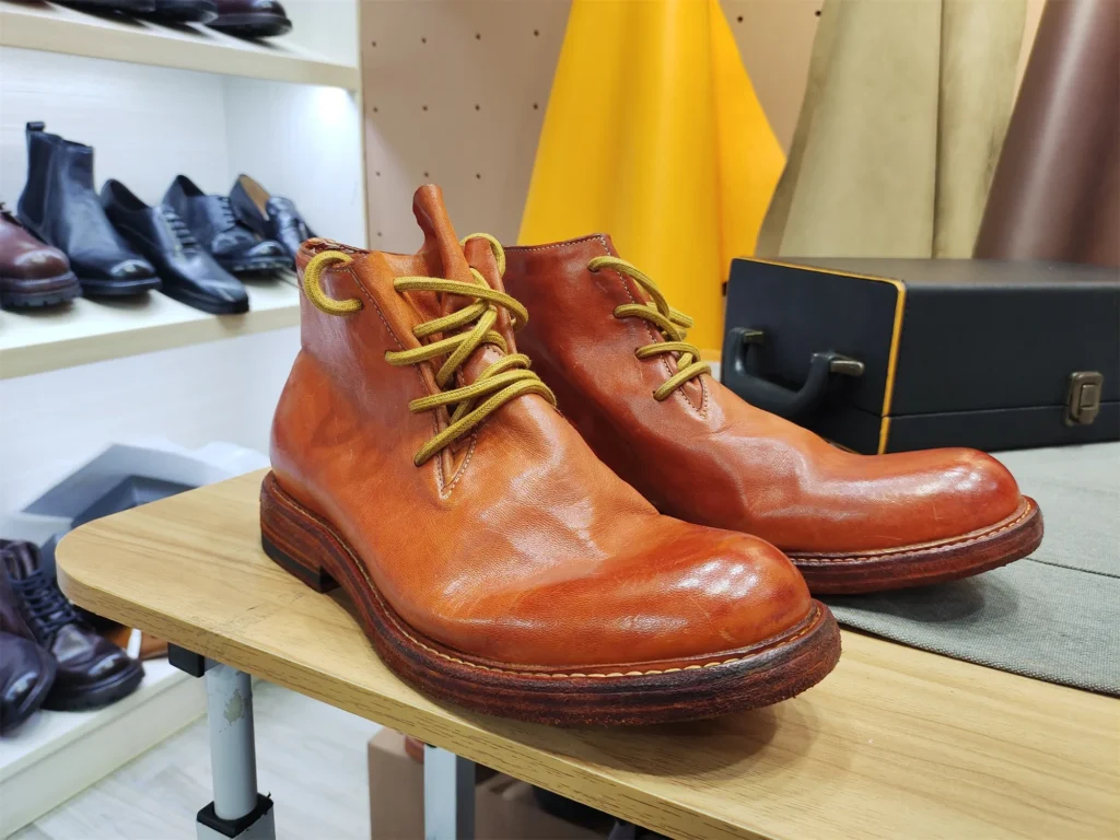 Freshova™ Handmade Waterproof Calfskin Motorcycle Boots – British Style Ankle Lace Up Winter Footwear 13