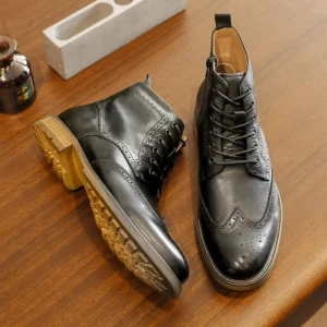 Freshova™ FRS20597 Handmade Genuine Leather Motorcycle Ankle Boots – Concise Spring/Autumn Style 1