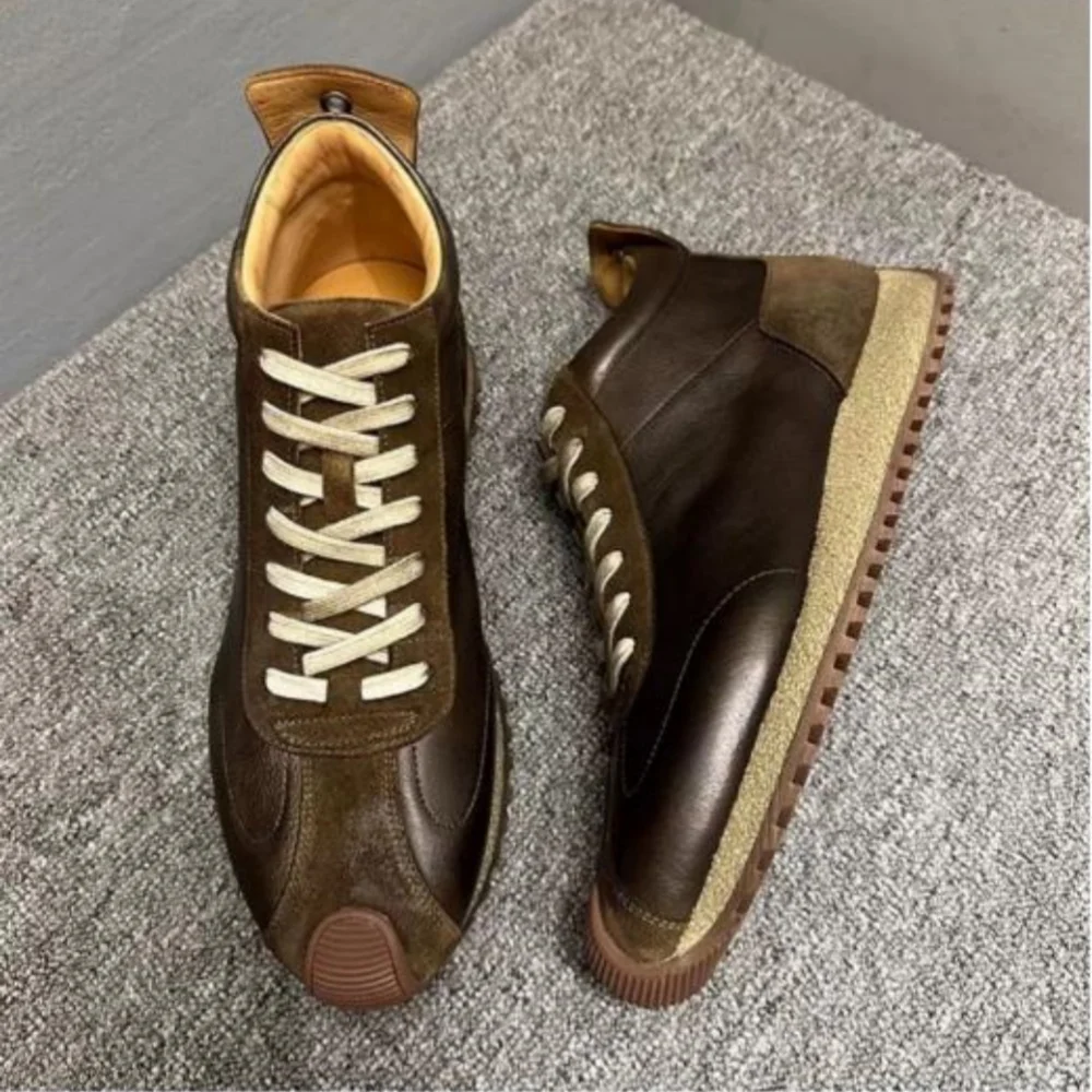 Men's High Top lightweight comfortable cowhide casual trendy men's shoes Men Casual Sneakers 1