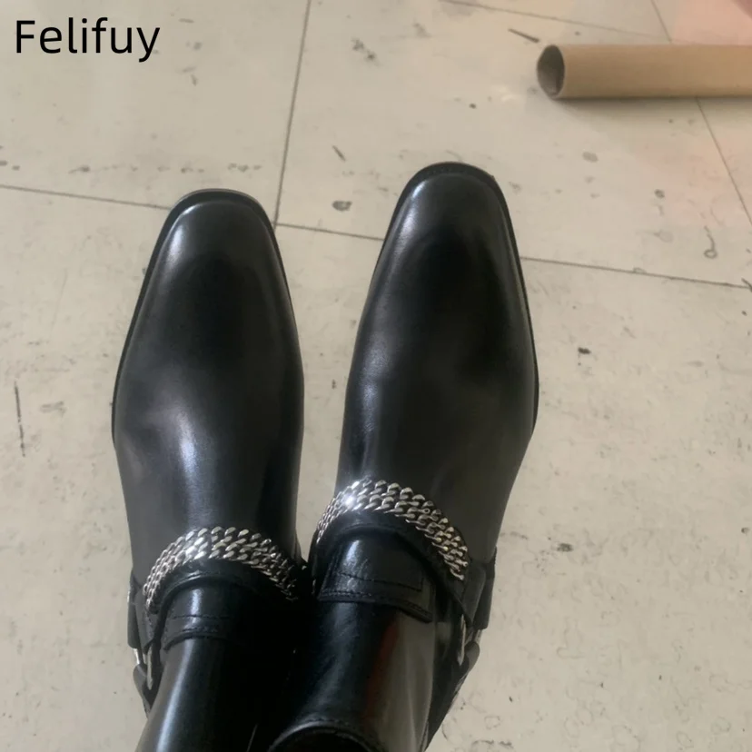 Freshova™ Handmade Genuine Leather Pointed Toe Motorcycle Ankle Boots – Male Casual Buckle Shoes Sapato Botas 5