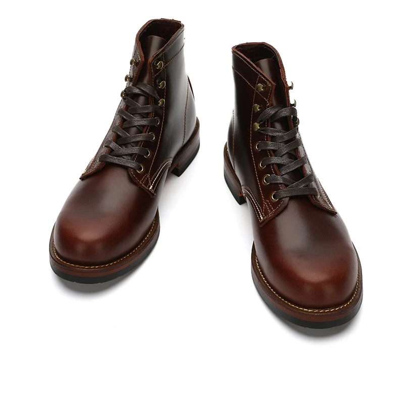 New Handmade Men Ankle Boots Autumn Winter Wings Vintage British Cow Leather High Quality Shoes Outdoor Tooling Motorcycle Boots 4