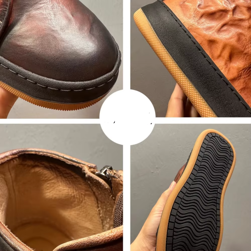 Freshova™ Handmade British Style Leather Ankle Boots – Men’s Patchwork Lace-Up Quality Superior Men's Footwear 6