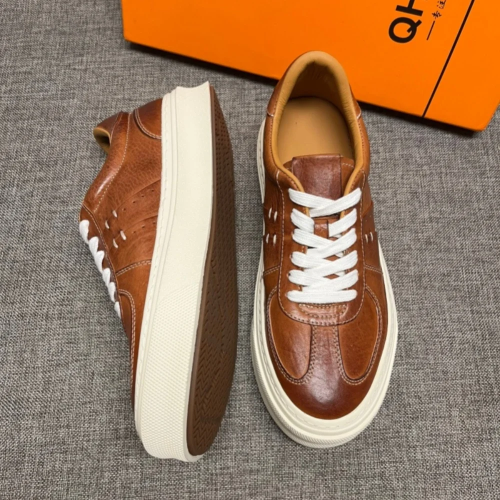 Freshova™ Men’s Genuine Cow Leather Casual Lace-Up Shoes – Breathable Spring & Autumn Comfort 5