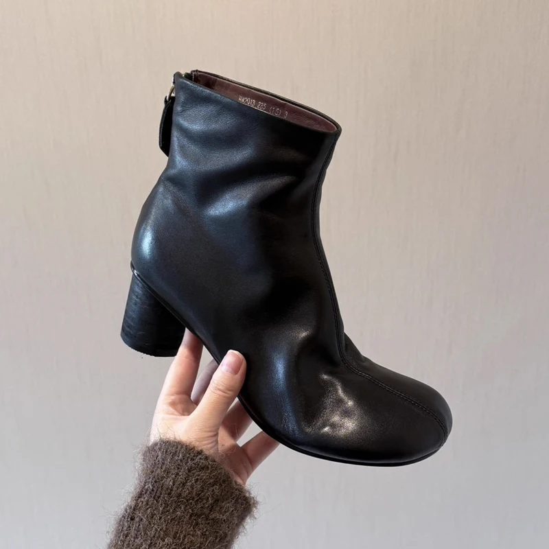 Freshova™ Women’s Genuine Leather Square Heel Ankle Boots – Winter Street Style Boots (FRS20138) 4