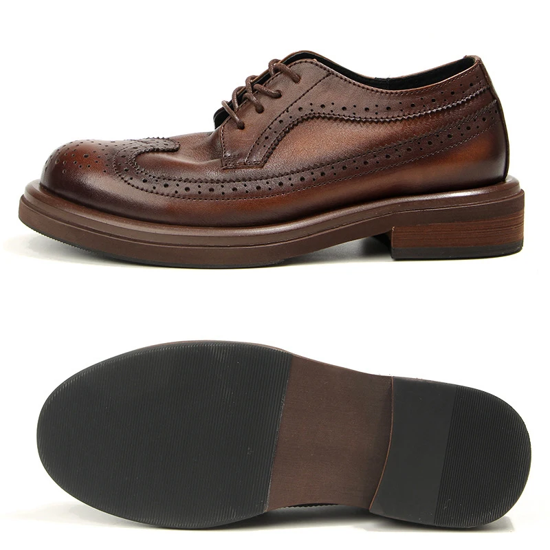 Freshova™ Men’s Genuine Leather Brogue Shoes – Waterproof Lace-Up Smart Casual Footwear Men Leather Shoes 4