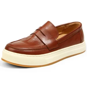 Freshova™ FRS20134 Men’s Genuine Cow Leather Waterproof Loafers – Slip-On Height Increasing Casual Shoes 1