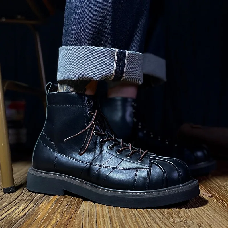 Freshova™ Handmade Waterproof British Style Leather Ankle Boots – Men’s Chelsea-Inspired Hiking Shoes Male Boots 5