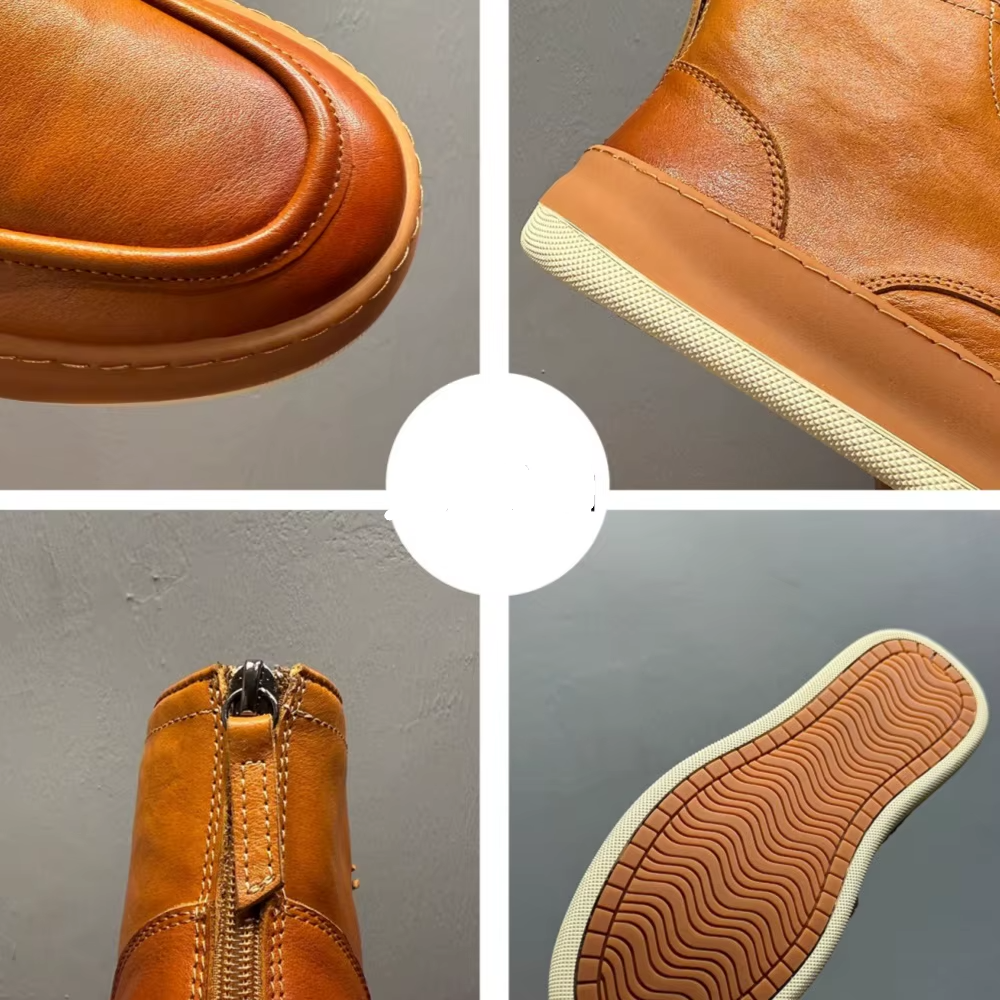 Freshova™ Men’s Genuine Leather Zip Ankle Boots – Classic Round Toe Casual Boots (FRS21008) 6