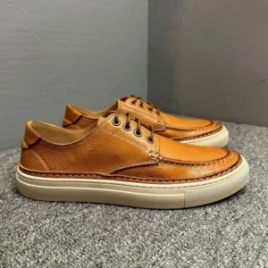 Freshova™ FRS20135 Men’s Genuine Leather Summer Loafers – Breathable Casual Lace-Up Shoes 1