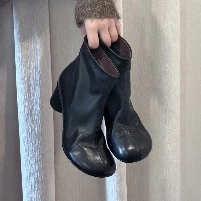 Freshova™ Women’s Genuine Leather Square Heel Ankle Boots – Winter Street Style Boots (FRS20138) 3