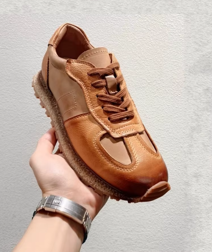 Freshova™ Men’s Breathable Leather Running Shoes – Motion Control Lifestyle Trainers