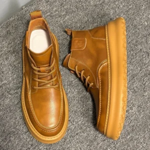 Freshova™ FRS20303 Men’s Genuine Leather Ankle Boots – Street Style Lace-Up Spring & Autumn Boots 1
