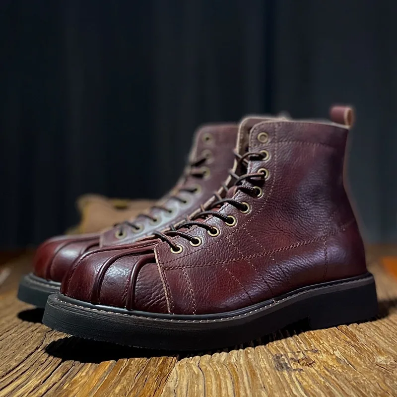 Freshova™ Handmade Waterproof British Style Leather Ankle Boots – Men’s Chelsea-Inspired Hiking Shoes Male Boots 2