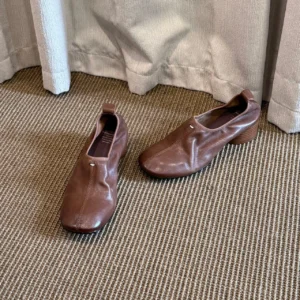 Freshova™ Women’s Genuine Leather Square Heel Loafer Pumps – Fashion Casual Shoes (FRS23503) 1