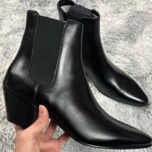 Freshova™ Men’s Retro Round Toe Leather Motorcycle Boots – Mid-Ankle Lace-Up (FRS20888)