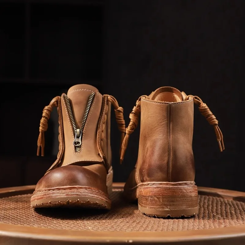 Freshova™ Men’s Genuine Leather Zip Ankle Boots – Handmade British Style Boots 3