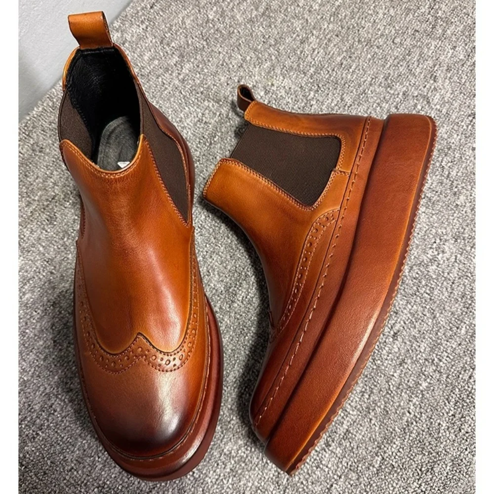 Freshova™ Men’s Genuine Leather Chelsea Boots – Handmade British Style Ankle Boots (FRS25078) 3