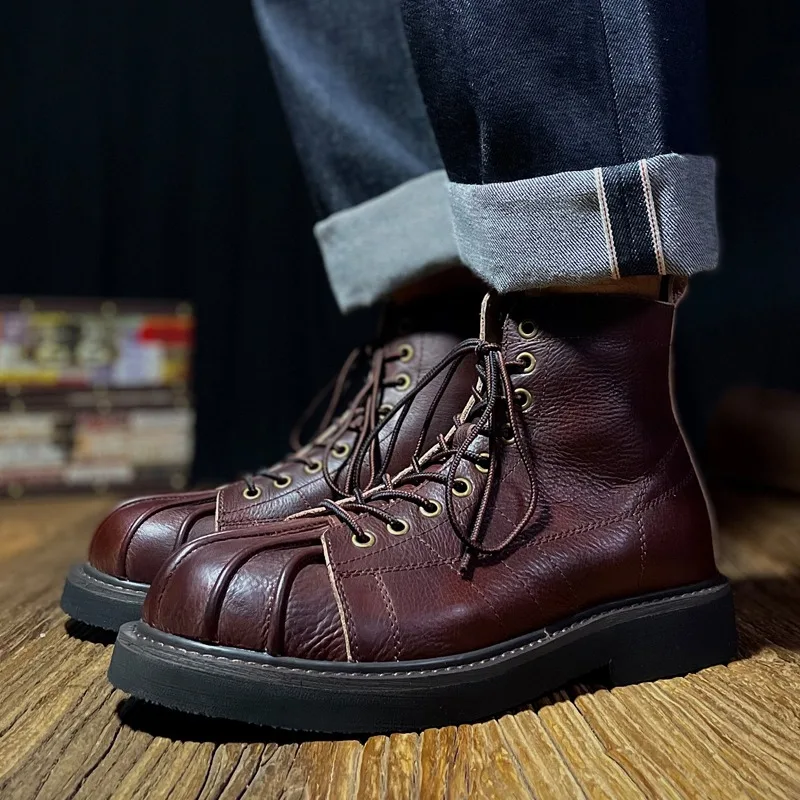 Freshova™ Handmade Waterproof British Style Leather Ankle Boots – Men’s Chelsea-Inspired Hiking Shoes Male Boots 4