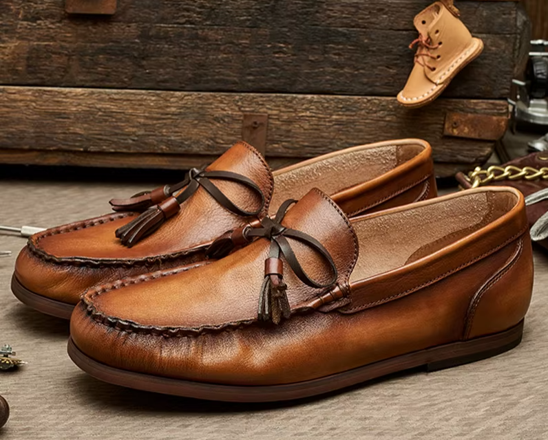 Freshova™ Men's Hand-Painted Genuine Leather Monk Strap Loafers – Premium Waterproof Dress Shoes