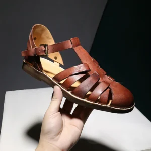 Designer Men's Sandals Personality Summer Retro Flat Sandals Gladator Sandals Genuine Leather Casual Daily Office Sty For Lovers 1